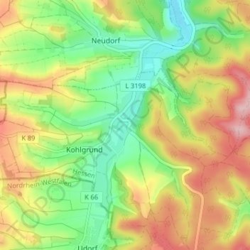 Topografisk karta Eilhausen, höjd, relief