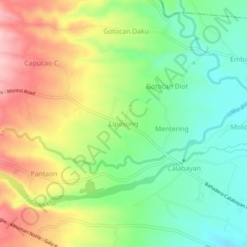 Topografisk karta Liposong, höjd, relief