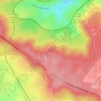 Topografisk karta Étoile Bizarre, höjd, relief