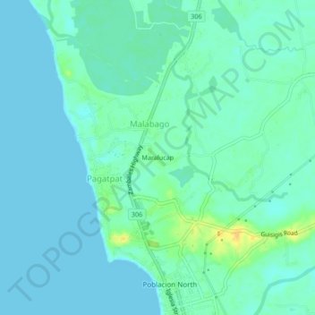 Topografisk karta Maralucap, höjd, relief