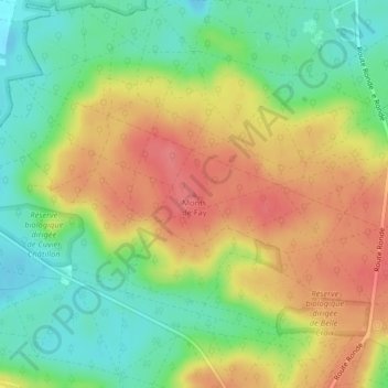 Topografisk karta Monts de Fay, höjd, relief