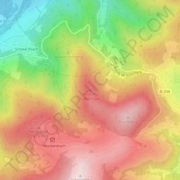 Topografisk karta Piton du Falkenstein, höjd, relief