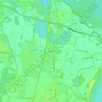 Topografisk karta Hetzlader, höjd, relief