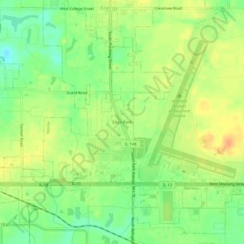 Topografisk karta Eden Park, höjd, relief