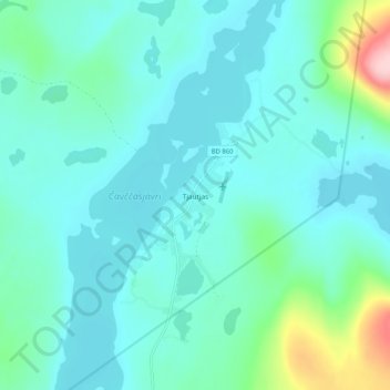 Topografisk karta Tjautjas, höjd, relief