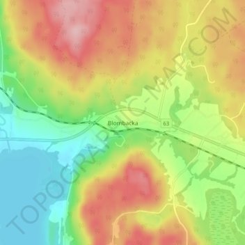 Topografisk karta Blombacka, höjd, relief