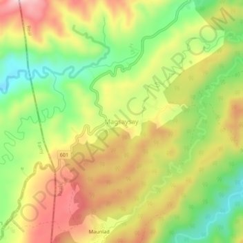 Topografisk karta Magsaysay, höjd, relief