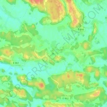 Topografisk karta Östra Ny, höjd, relief