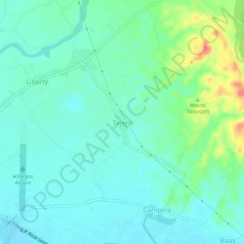 Topografisk karta Tejero, höjd, relief