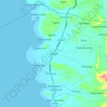 Topografisk karta Sinait, höjd, relief