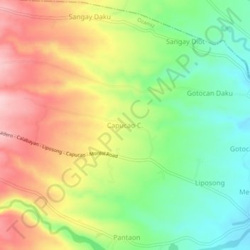 Topografisk karta Capucao C., höjd, relief