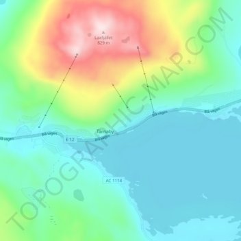 Topografisk karta Tärnaby, höjd, relief
