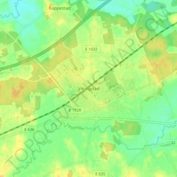 Topografisk karta Vikingstad, höjd, relief