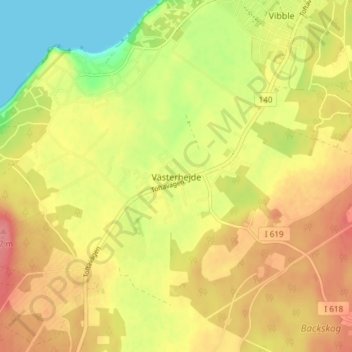 Topografisk karta Västerhejde, höjd, relief