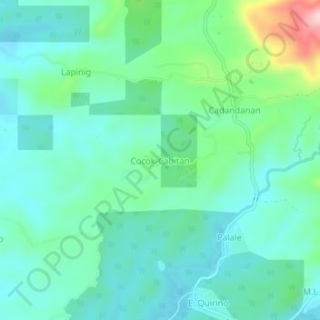 Topografisk karta Cocok-Cabitan, höjd, relief