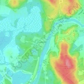 Topografisk karta Dyvelsten, höjd, relief