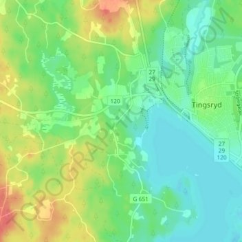 Topografisk karta Mårslycke, höjd, relief