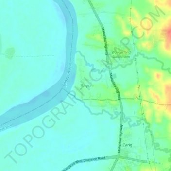 Topografisk karta Bayo, höjd, relief
