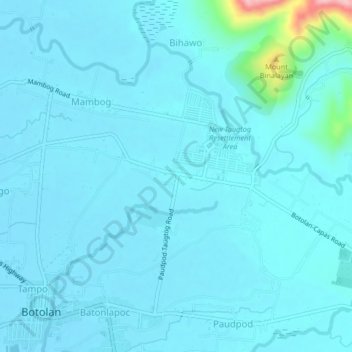 Topografisk karta Taugtog, höjd, relief
