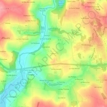 Topografisk karta Lemeur, höjd, relief