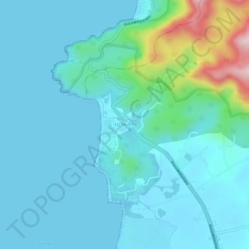 Topografisk karta Khao Lak, höjd, relief