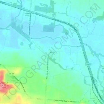 Topografisk karta Lockville, höjd, relief