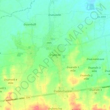 Topografisk karta Ban Kruat, höjd, relief