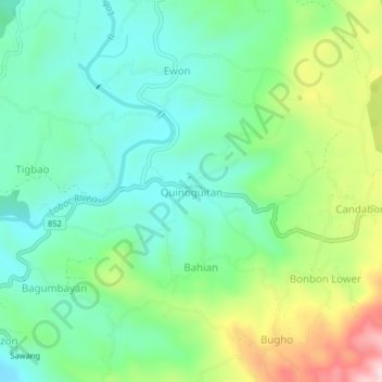 Topografisk karta Quinoguitan, höjd, relief