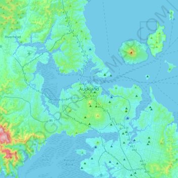 Topografisk karta Auckland, höjd, relief