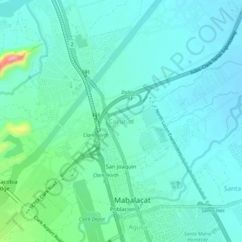 Topografisk karta Cacutud, höjd, relief