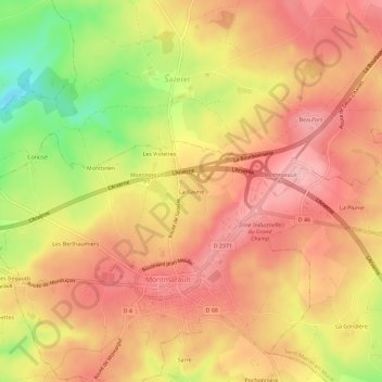 Topografisk karta La Gaune, höjd, relief