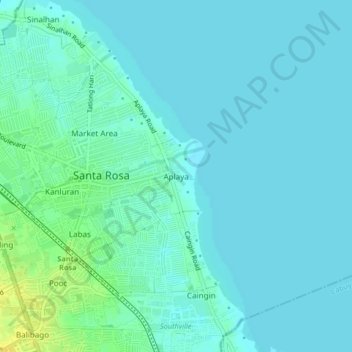 Topografisk karta Aplaya, höjd, relief