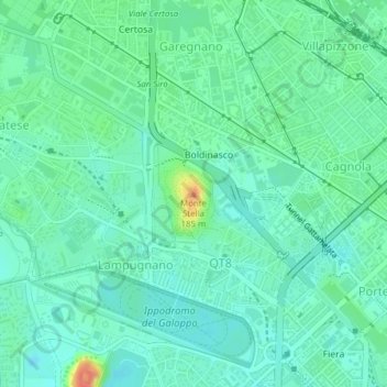 Topografisk karta Monte Stella, höjd, relief