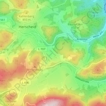 Topografisk karta Müggenbruch, höjd, relief