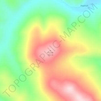 Topografisk karta Пызас, höjd, relief