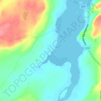 Topografisk karta Gander Bay, höjd, relief