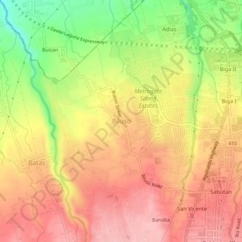 Topografisk karta Biluso, höjd, relief