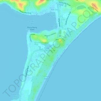 Topografisk karta Korongulla, höjd, relief