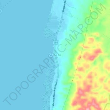 Topografisk karta Sante Fe, höjd, relief