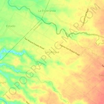 Topografisk karta San Roque, höjd, relief