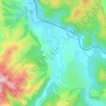 Topografisk karta Bologa, höjd, relief
