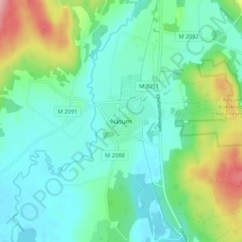 Topografisk karta Näsum, höjd, relief