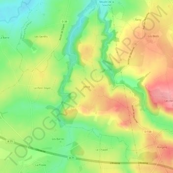 Topografisk karta Féline, höjd, relief