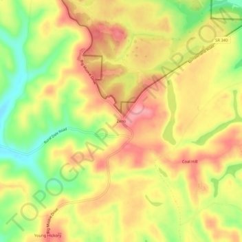 Topografisk karta Zeno, höjd, relief