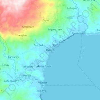 Topografisk karta Duero, höjd, relief