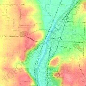 Topografisk karta Bridgeport, höjd, relief