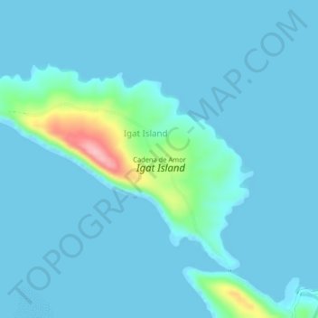 Topografisk karta Cadena de Amor, höjd, relief