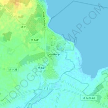 Topografisk karta Jonstorp, höjd, relief