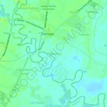 Topografisk karta Malunang, höjd, relief