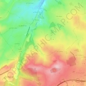 Topografisk karta Le Bouis, höjd, relief